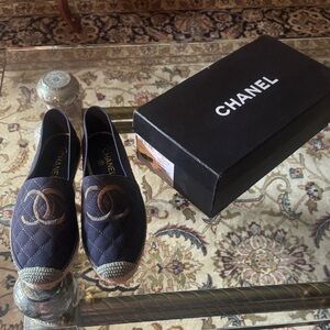 Shoes Chanel  espadrilles CHANEL Navy and green  Quilted Espadrilles